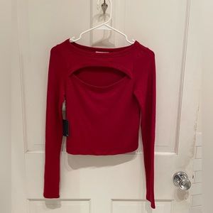 Women’s Small Aritzia Long Sleeve Red Cut-Out Top